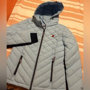 Tommy Hilfiger quilted puffer jacket Size M Baby Blue